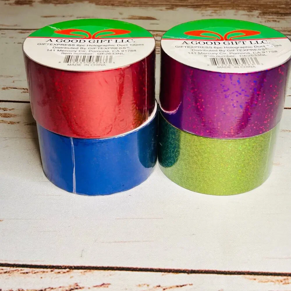 Holographic Metallic Tape Set 4 Rolls 2in x 6ft DIY Craft Rainbow Colors